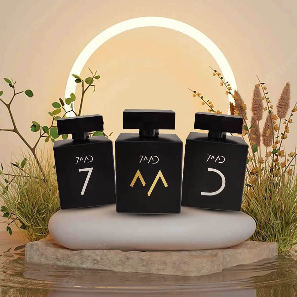 7MD PERFUMES CUSTOM WOODEN GROOVE BOX BLACK LEATHER (Set of 3 Pcs) | 7-Zafran, M-Vanille Tobacc, D-Ombre Leather |