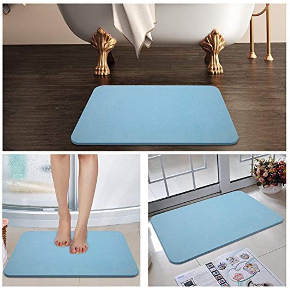 2 In 1 Package Include | Water Absorption Heat-Resistant Non-Slip Diatomite Drying Mat - Blue | + | Xiaomi Doco Electric Long Handle Waterproof Bath Brush |