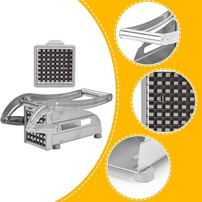 POTATO-CHIPPER French Fry Cutter Machine, Potato Slicers, Stainless Steel Vegetable Shredder for Kitchen 36 Hole Cutting Blades |MD-808|