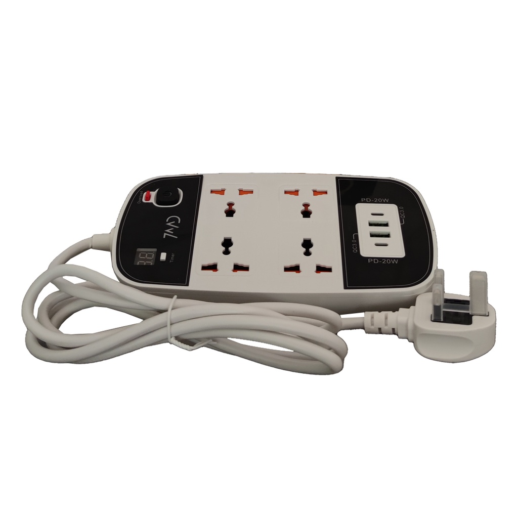 7MD STORE 3,500W MULTI-PORT POWER SOCKET & CHARGING STATION 2 METER WIRE LENGHT WITH DIGITAL TIMER DISPLAY SCREEN