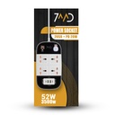 7MD STORE 3,500W MULTI-PORT POWER SOCKET & CHARGING STATION 2 METER WIRE LENGHT WITH DIGITAL TIMER DISPLAY SCREEN
