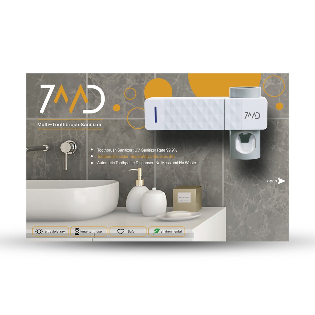 7MD Multi Toothbrush Sanitizer and Holder with Automatic Toothpaste Dispenser For Long Term Use