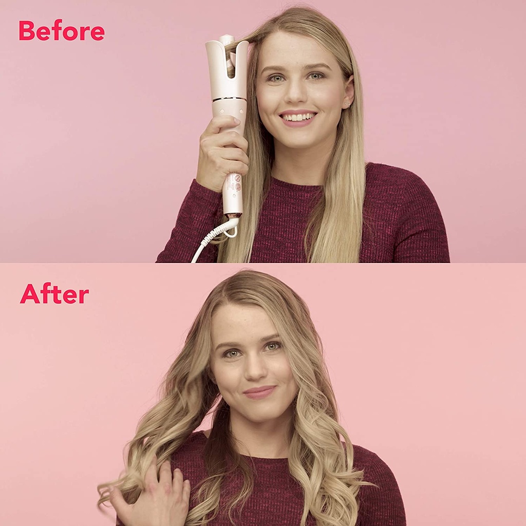 LENA Geniecurl Auto Hair Curling Wand with Ceramic Ionic Barrel and Smart Anti-stuck Sensor, Professional Hair Curler Styling Tool for Long and Short Hair