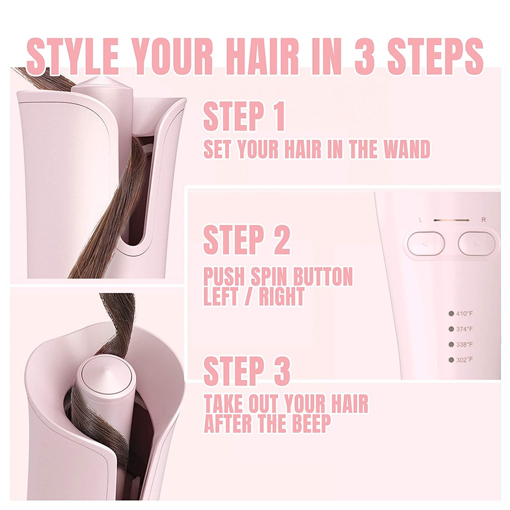 LENA Geniecurl Auto Hair Curling Wand with Ceramic Ionic Barrel and Smart Anti-stuck Sensor, Professional Hair Curler Styling Tool for Long and Short Hair