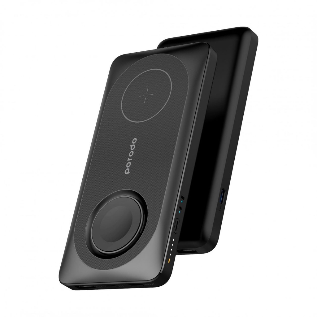 PORODO MULTI-DEVICE 1000 mAH SUPER-SLIM POWER BANK | PHONE + WATCH + EARBUDS SIMULTANEOUS CHARGER | PD-PBFCH021-BK |
