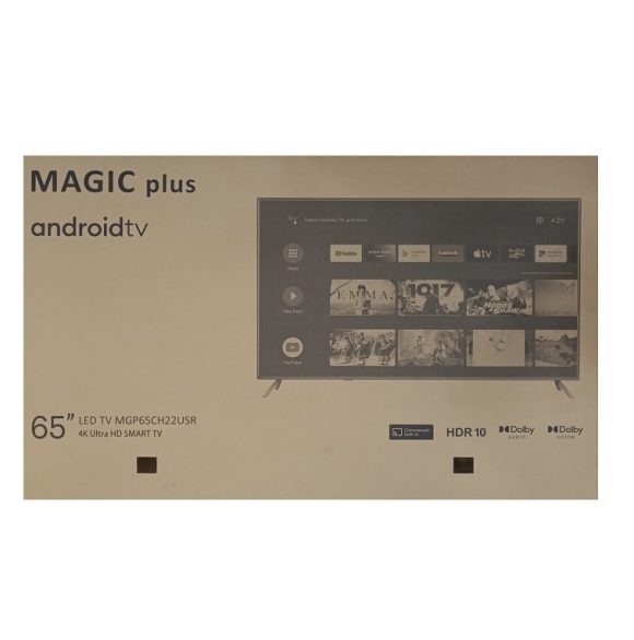 Magic TV Plus 65 inch 4K Ultra HD Smart TV | Android 11 Operating System | 3840 * 2160 Resolution | Free Wall Mount | Voice Recognition | Built In Receiver | Dolby Visioin & Audio | Chromecast | Youtube + Shahid + Netflix  |  | MGP65CH22USR |