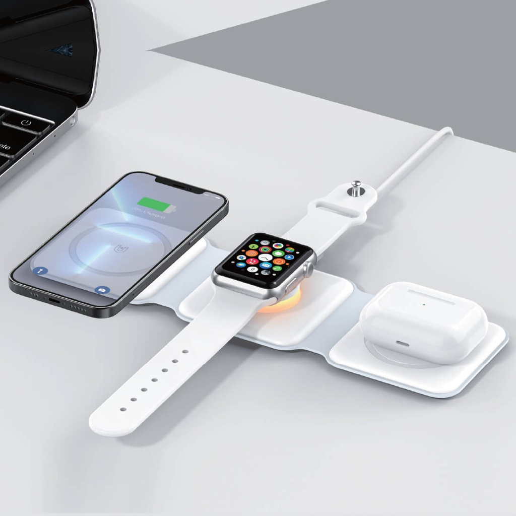 7MD Multi-Functional Wireless Charger | 3 in 1 Charger For Your Phone + Smartwatch + Earphones | Fast Charging | Strong Magnetic | Durable & Reliable | Premium Quality | 2 Years Warranty | 7MD-27 |