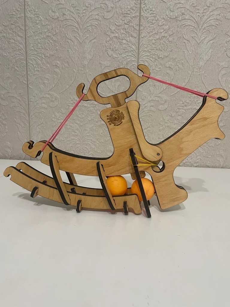 Wooden Ping Pong Bow DIY Assembly Puzzle For Kids | Rubber Band Drive | Enlightenment Puzzle | Non-Toxic Safe Material | 10 Balls Included | Fun & Educational Toy | CH2013 |
