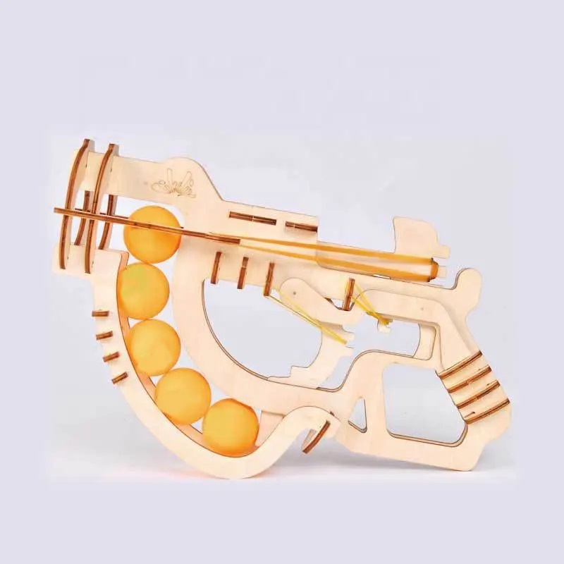 Wooden Ping Pong Gun DIY Assembly Puzzle For Kids | Rubber Band Drive | Enlightenment Puzzle | Non-Toxic Safe Material | 10 Balls Included | Fun & Educational Toy | CH2011 |