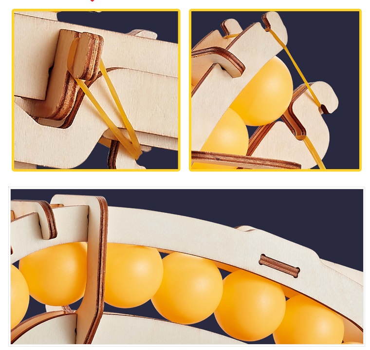 Wooden Ping Pong Gun DIY Assembly Puzzle For Kids | Rubber Band Drive | Enlightenment Puzzle | Non-Toxic Safe Material | 10 Balls Included | Fun & Educational Toy | CH2011 |