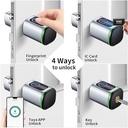 7MD Smart Keyless Door Lock | 4 Unlock Methods | FingerPrint + Manual Key + Card + App | Easy To Install | Compatible With Most Doors | Adjustable Length | 12 Months Warranty |