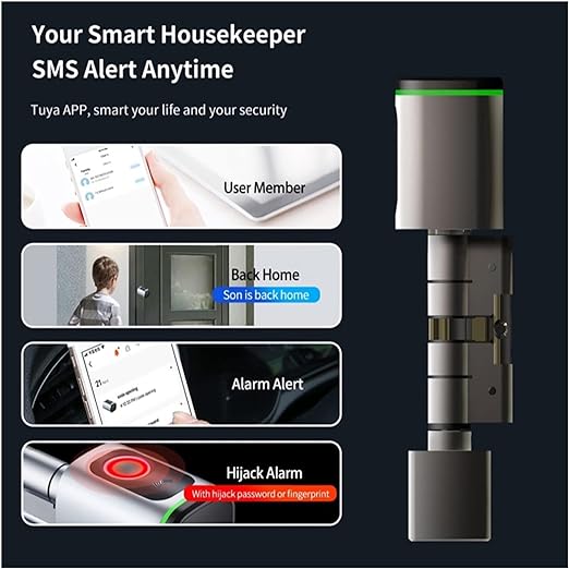 7MD Smart Keyless Door Lock | 4 Unlock Methods | FingerPrint + Manual Key + Card + App | Easy To Install | Compatible With Most Doors | Adjustable Length | 12 Months Warranty |