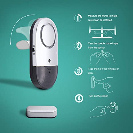 Door & Window Magnetic Sensor Security Alarm | 125 dB Loud Alarm | For Home & Office | Easy & Wireless Instlattion | Modern & Sleek Design | Batteries Included | Ultra-slim Design | Durable Construction | No Electricity Needed |