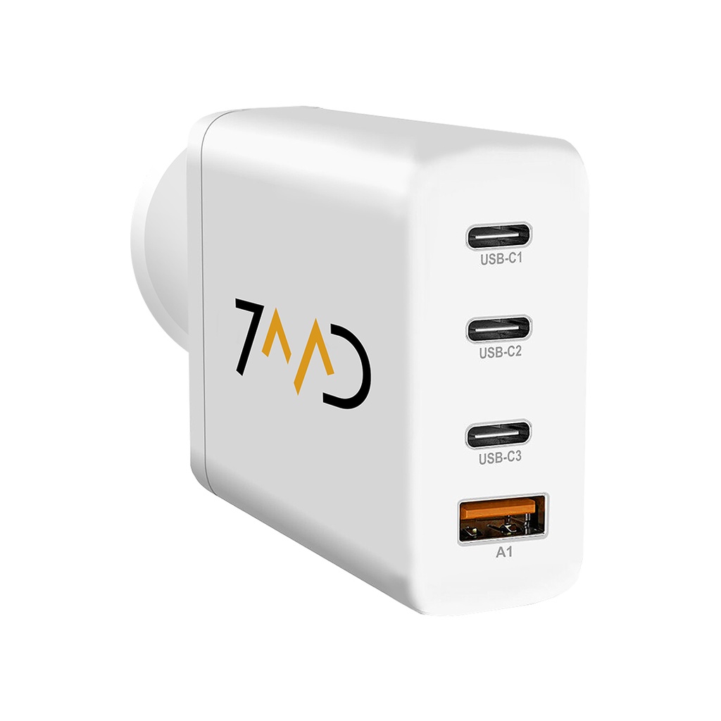 7MD Multi-Port Wall Charger |  3 TYPE-C Ports | 1 USB Port | 100W Fast Charging | Gan Technology | Multiple Protection | Premium Quality | 2 Years Warranty | RDT3229-QP |