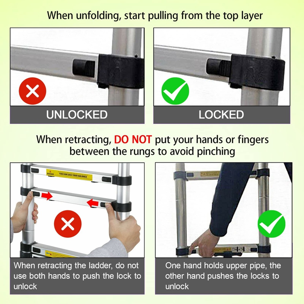 Telescopic A-shaped Ladder | Indoor & Outdoor Use | Anti-Scratch Material | Safe & Reliable | Foldable Design | Adjustable Height | Easy To Move | High Quality Material | MDL-350Z-LW
