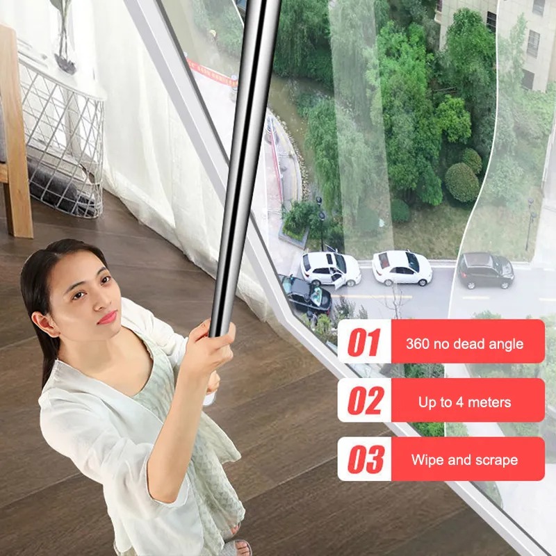 Multifunction Triangle Dust Mop Household Window Wiper | Adjustable Length | Wet & Dry Use | Non-Slip Handle | 360 Degree Rotation | Comfortable & Effective Cleaning |