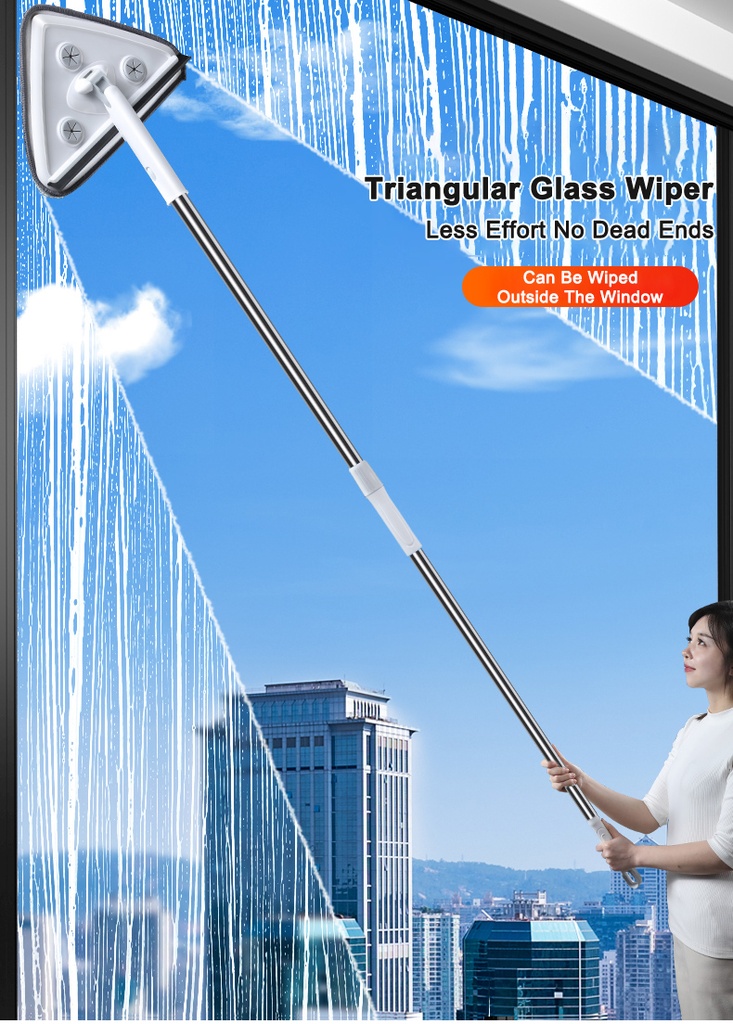 Multifunction Triangle Dust Mop Household Window Wiper | Adjustable Length | Wet & Dry Use | Non-Slip Handle | 360 Degree Rotation | Comfortable & Effective Cleaning |