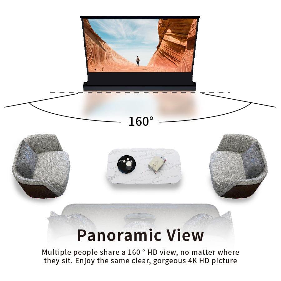 Projector Screen 100” Inch Display, Electric Auto Rising Floor Screen,160 Degree View,4K / 8K Visual Feast,3D Sound, Space-Saving Design,Easy To Assemble, Premium Quality