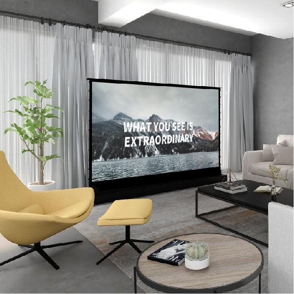 Projector Screen 100” Inch Display, Electric Auto Rising Floor Screen,160 Degree View,4K / 8K Visual Feast,3D Sound, Space-Saving Design,Easy To Assemble, Premium Quality