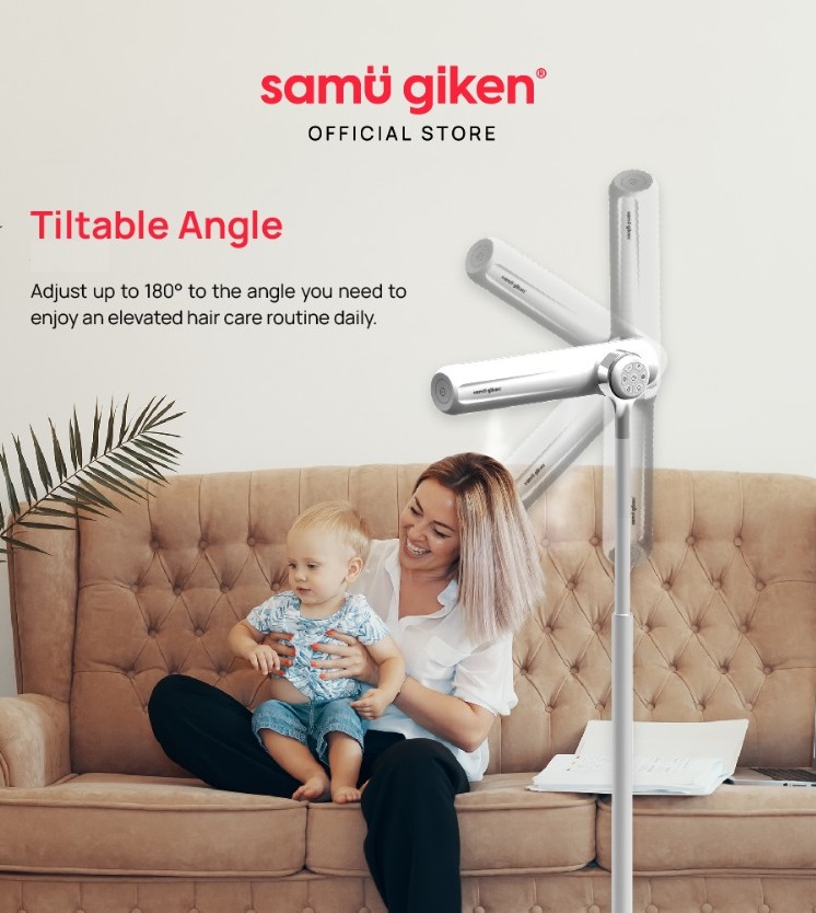 Samu Giken Standing Hair Dryer | Adjustable Height | Multiple Levels | Remote Control | Negative Ion Technology | HDS17WT |