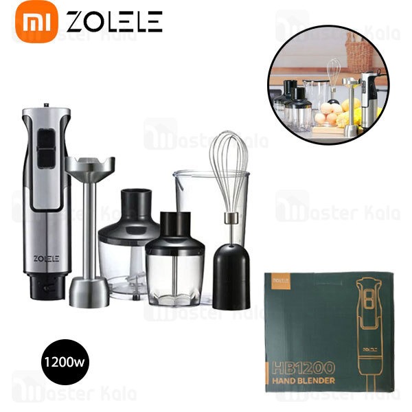 Zolele 4 in 1 Multi-Functional Hand Blender Kitchen Appliance for Blending, Chopping, Whisking, and Pureeing | Powerful Motor | Stainless Steel | Multiple Speed Levels | HB1200 | 1200W