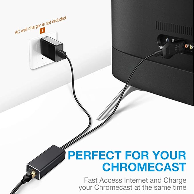 7MD Micro USB Ethernet Adapter | 10/100Mbps Fast & Stable Internet Speed | Supports ChromeCast &  TV Stick & ChromeCast Audio & Much More |