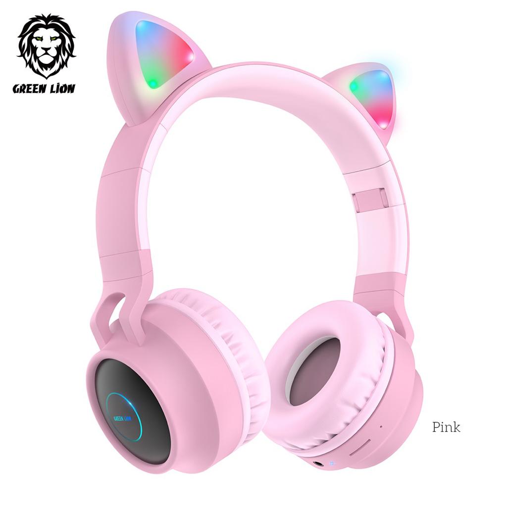 Green Lion Kids Headphones | 5 Hours Play Time | TF Card & AUX Ports | BT 5.0 | Safe Sound | Premium Quality | 2 Years Warranty | GNKIDWIRHPPK |