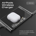 Promate 3 in 1 Ultra-Slim Transparent Foldable 15W MagSafe Compatible Wireless Charging Station | Ultra-Slim & Foldable Design | Strong Magnetic Hold | Fast Charging For iPhone & Airpods & iWatch | 2 Years Warranty | AuraFold-Trio |
