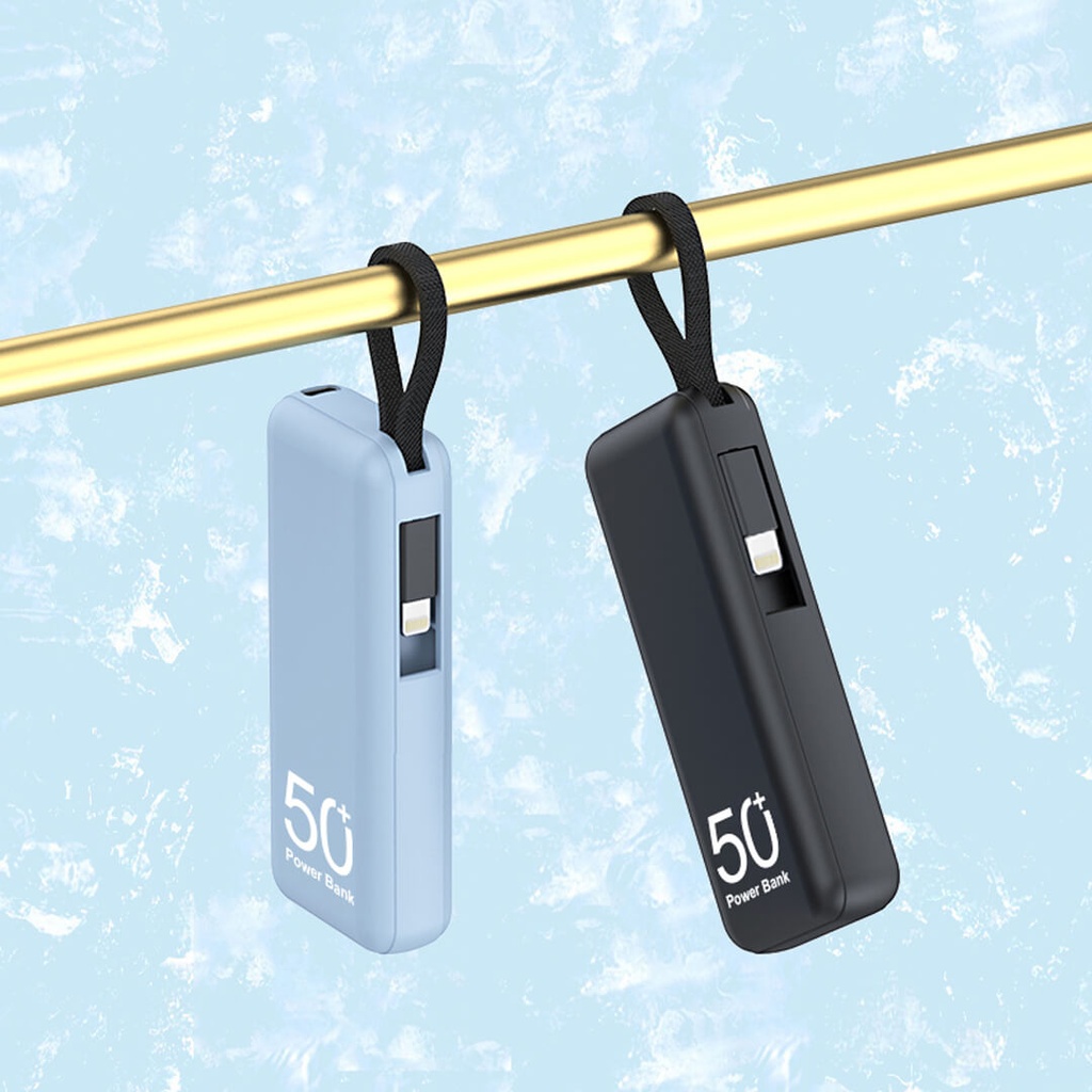 7MD Mini Power Bank Lightning | 5000 mAh Capacity | Built-in Lightning Cable | Fast Charging | Small & Light Weight | Safe & Reliable | 12 Moths Warranty | , Winter Collection