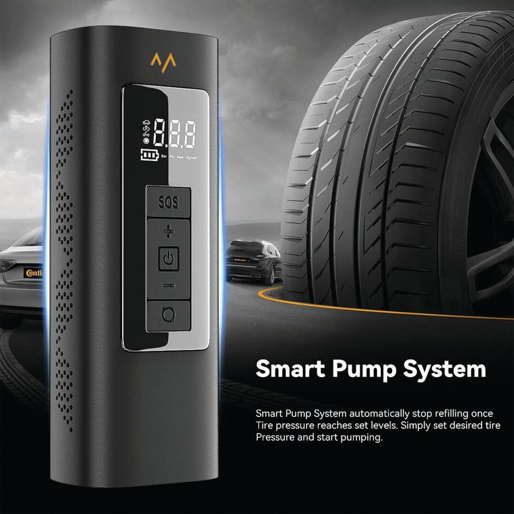 7MD Smart Air Pump System | Quick Inflation | Compact & Portable | Long Battery Life | Multiple Nozzles | LCD Display | LED Flashlight | 12 Months Warranty |