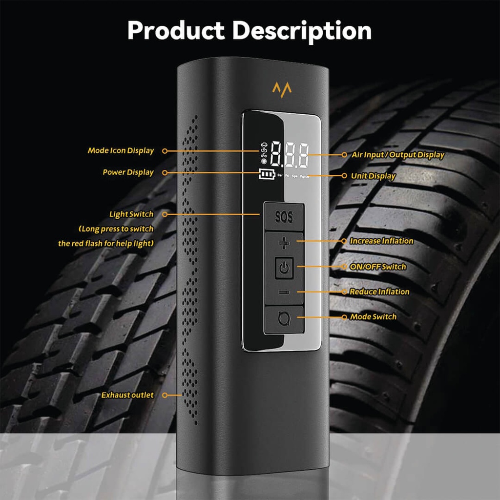 7MD Smart Air Pump System | Quick Inflation | Compact & Portable | Long Battery Life | Multiple Nozzles | LCD Display | LED Flashlight | 12 Months Warranty |