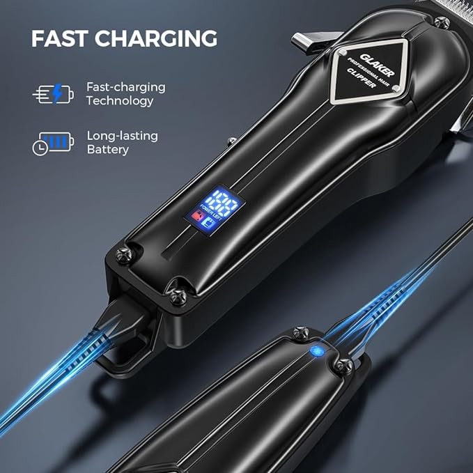 Glaker 2 in 1 Professional Hair Clipper + Trimmer | Long Battery Life | LED Display | Safe & Comfortable | Powerful & Quiet Motor | K11S |