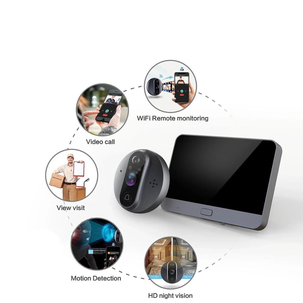 Smart PeepHole Viewer Door Bell | Night Vision | 3 Months Standby | PIR Motion Detection | 2-Way Audio | Smart App Control |