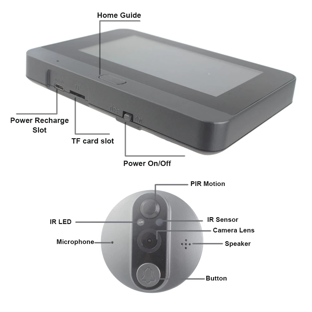Smart PeepHole Viewer Door Bell | Night Vision | 3 Months Standby | PIR Motion Detection | 2-Way Audio | Smart App Control |