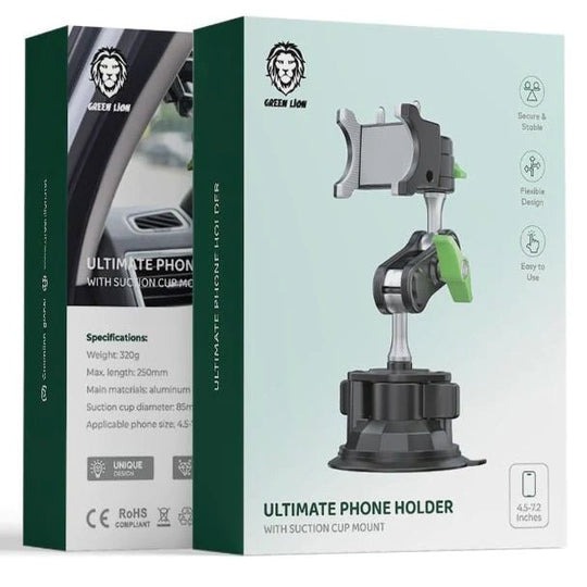 Green Lion Ultimate Phone Holder With Suction Cup Mount | Universal Compatibility | Secure & Stable | Flexible Design | Easy to Use | Unique Design | Quality Material | GNULSCUPHDBK |
