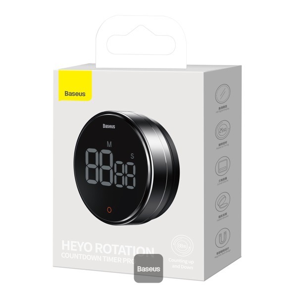 Baseus Digital Rotation Countdown Timer | HD Digital Display | Rotate To Set Timing | 3 Level Volume | Hidden Bracket | Magnetic Back Design | FMDS000013 |