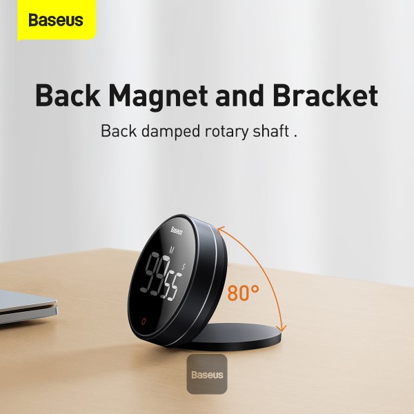 Baseus Digital Rotation Countdown Timer | HD Digital Display | Rotate To Set Timing | 3 Level Volume | Hidden Bracket | Magnetic Back Design | FMDS000013 |