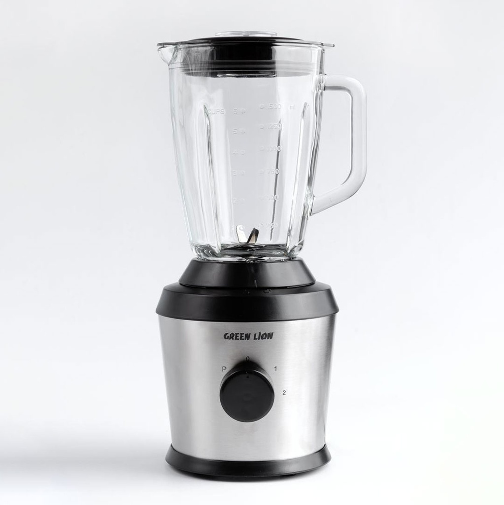 Green Lion Blender Pro | Blending & Grinding | 500W Power | 1500ML Capacity | Two-Speed Levels | Stainless Steel | Glass Blending Jug & Unbreakable Grinding Cup | 2 Years Warranty | GL-BL02 | {GNBLDPMIXG6SL}