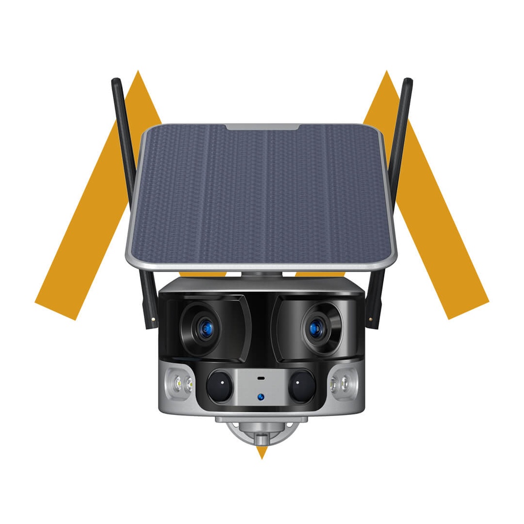 7MD Camera Binocular 4G/WiFi CCTV Camera | 4K Quality Resolution | Dual Lens With 180° Viewing Angle | Night Vision | SD Card Supported | Intelligent Human Tracking | App Control | Waterproof | (7MDY6G / 7MDY6-Wifi)