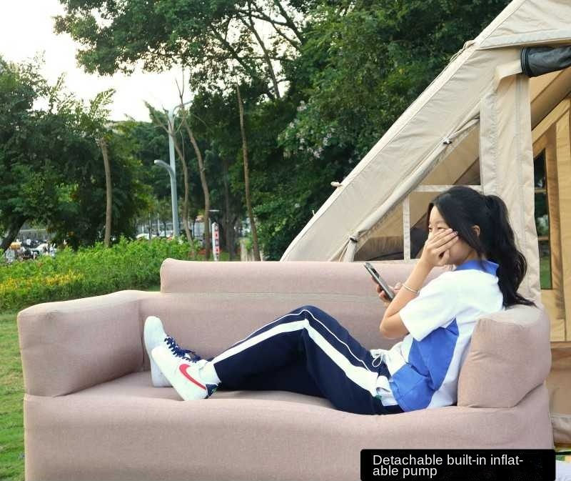 Portable Inflatable Sofa | Comfortable For Sitting & Sleeping | HeavyWeight Bearing | Automatic Quick Inflation | Built-in Air Pump | Large Battery Capacity |