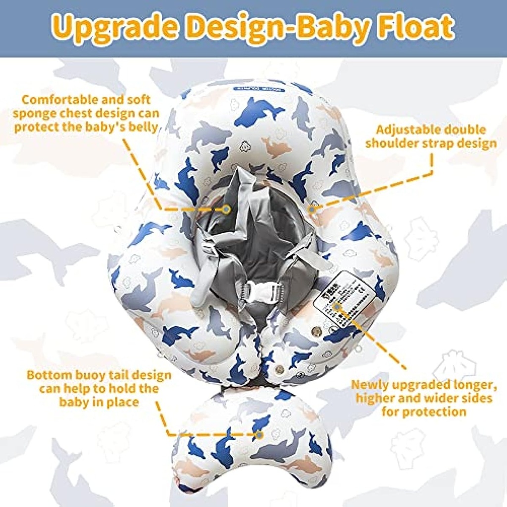 Inflatable Baby Swimming Float | Removeable Sun Canopy | Quality Material | Safety Belt | Air Pump Included |