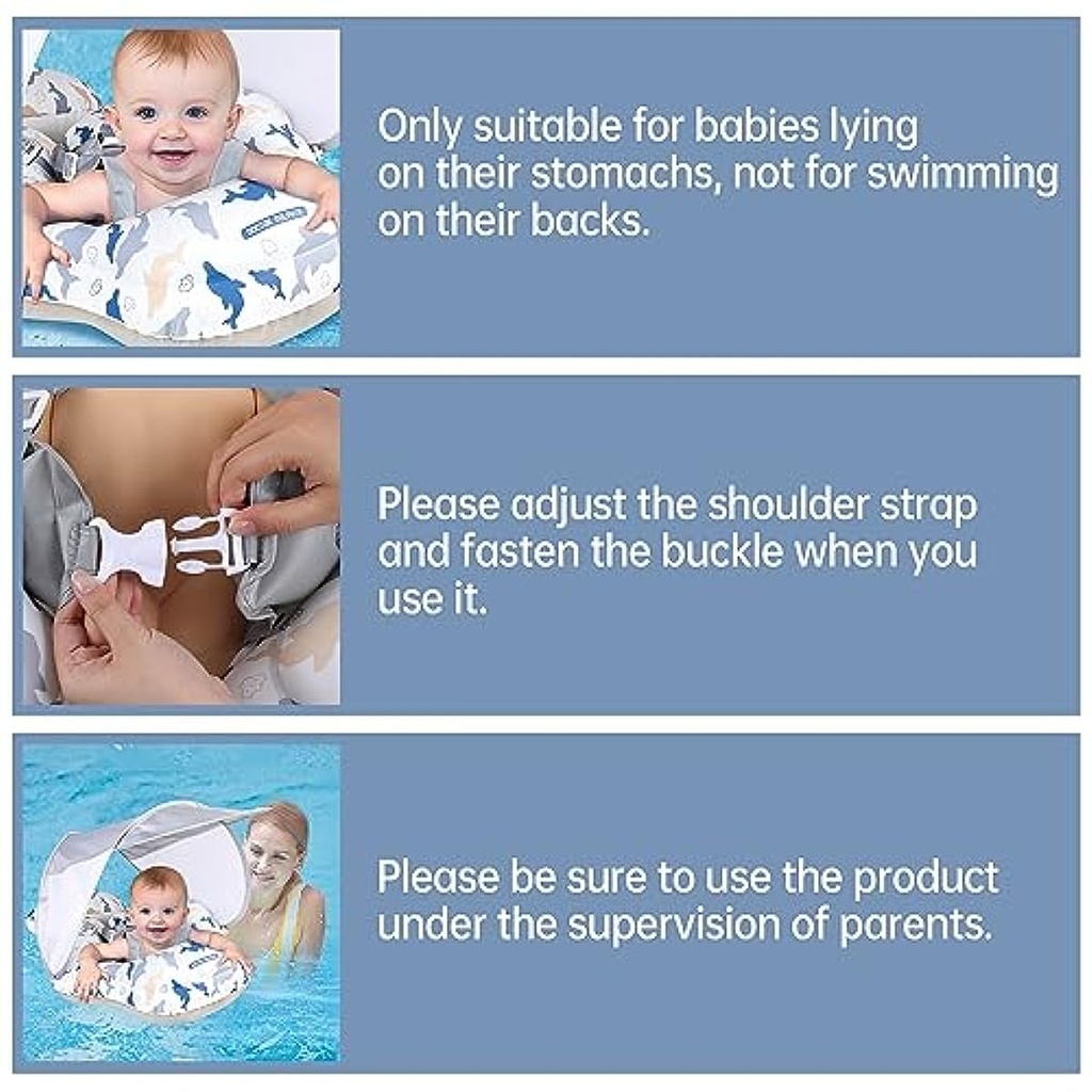 Inflatable Baby Swimming Float | Removeable Sun Canopy | Quality Material | Safety Belt | Air Pump Included |