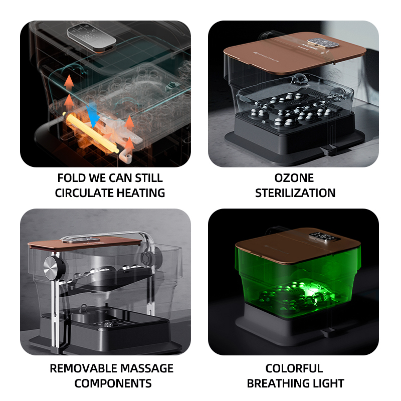 KASJ Foot Bath Device | Portable & Folding Design | 4 Bathing Modes | LED Control Screen | Bluetooth Remote Control | USB Charging | K1 |