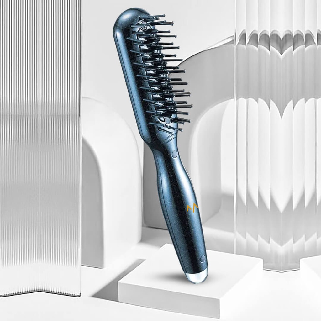 7MD Hair Brush Iron | Dual Heating Levels | 30 Mins Auto-Off | Compact & Portable Design | Easy & Safe To Use | 7MD-021 | ONLY BLACK