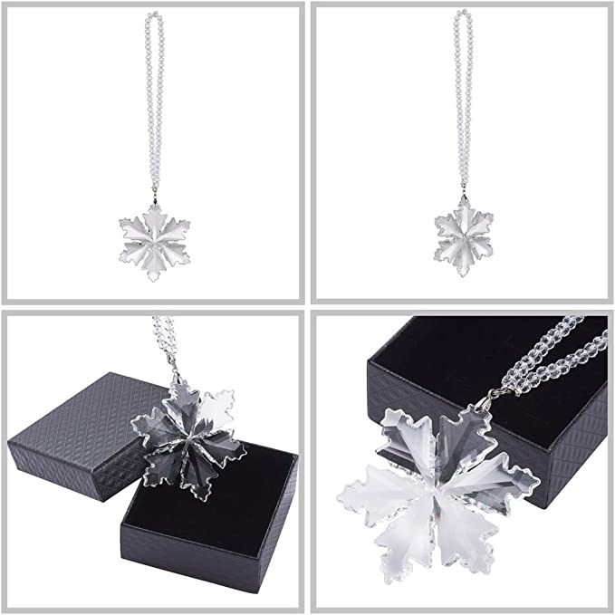 DCXA Car Pendant Transparent Crystal Snowflakes Decoration Suspension Ornaments Sun Catcher Snowflake Hanging Trim Christmas Gifts