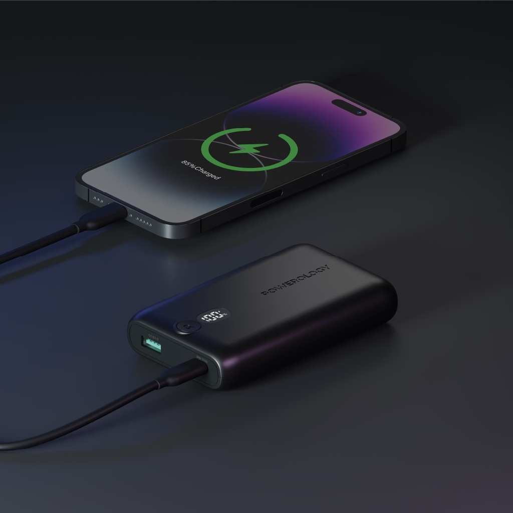 Powerology Onyx 10050mAh Power Bank | 35W Fast Charging | USB-C and USB-A Ports | Digital Display | Multiple Safety | PPBCHA18 |