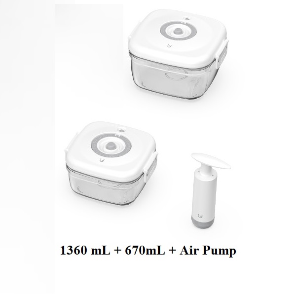 Vacuum Food Container | Premium Quality Material | Safe & Durable | Keeps Food Fresh Longer | 2 Containers + 1 Air Pump |
