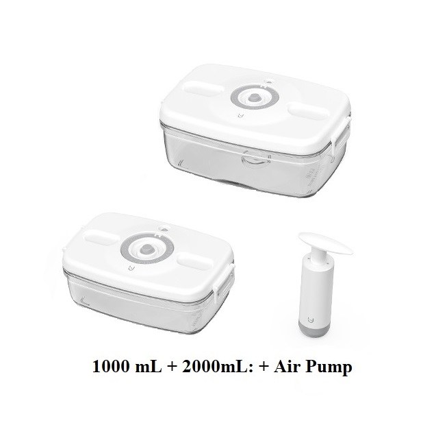 Vacuum Food Container | Premium Quality Material | Safe & Durable | Keeps Food Fresh Longer | 2 Containers + 1 Air Pump |