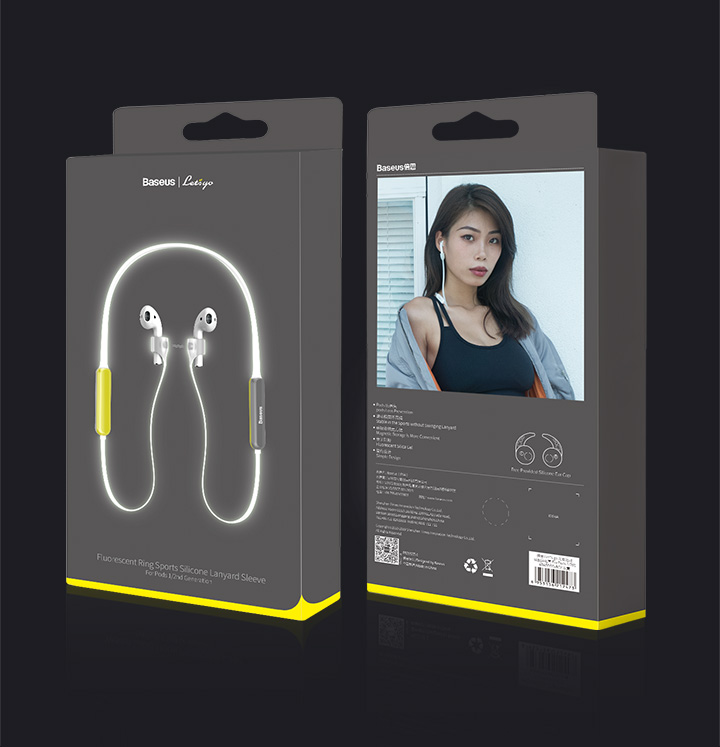 Baseus Fluorescent Ring Sports Silicone Lanyard Sleeve Earpods