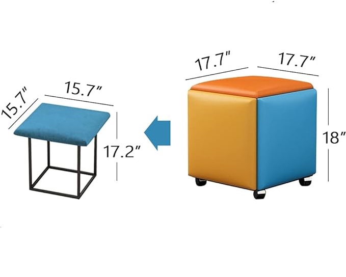 5 in 1 Multi-functional Stool Chair Set | Easy To Move & Store | Waterproof Leather |